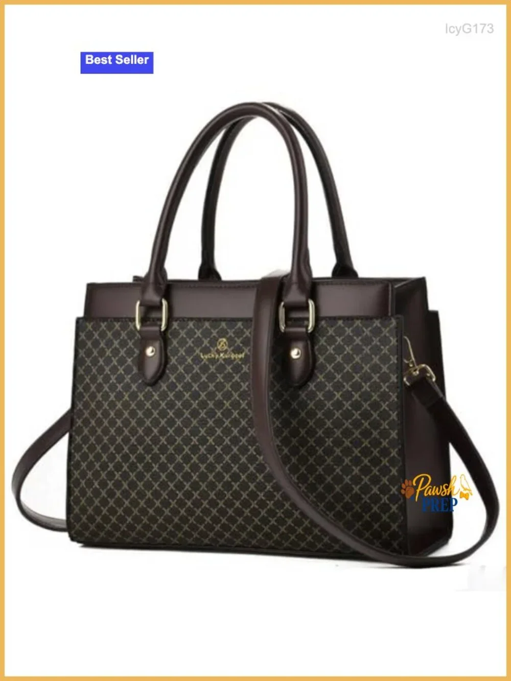 Faux Leather Dual-Tone Satchel Handbag Top Handle Crossbody Purse